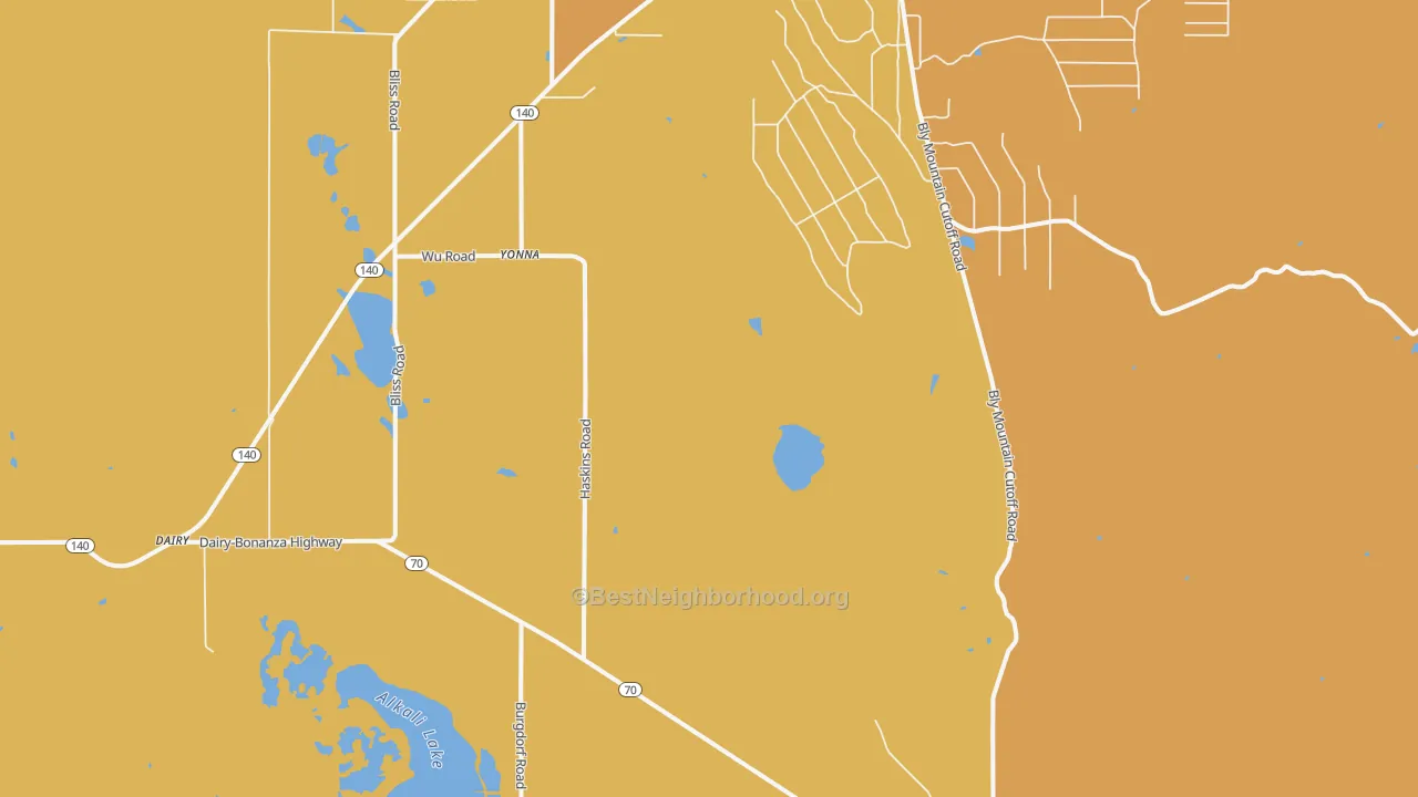 Map of the best neighborhoods in the Yonna area, with better matches in green and worse matches in red