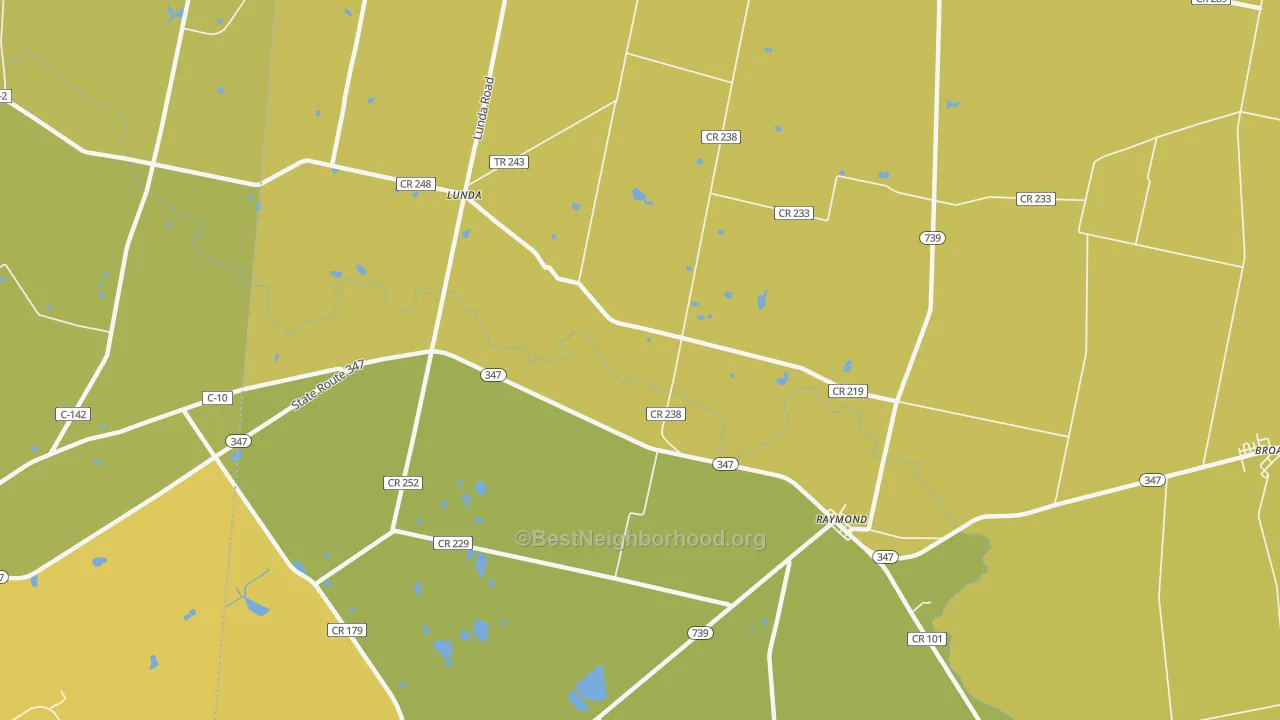 Map of the best neighborhoods in the York Center area, with better matches in green and worse matches in red