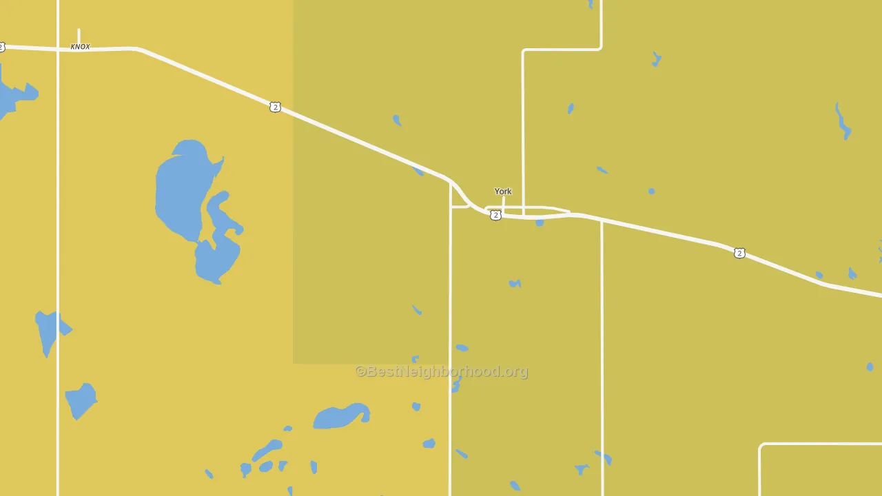 Map of the best neighborhoods in the York area, with better matches in green and worse matches in red