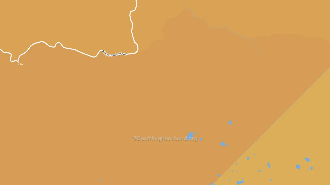 Map of the best neighborhoods in the Yosemite Junction area, with better matches in green and worse matches in red