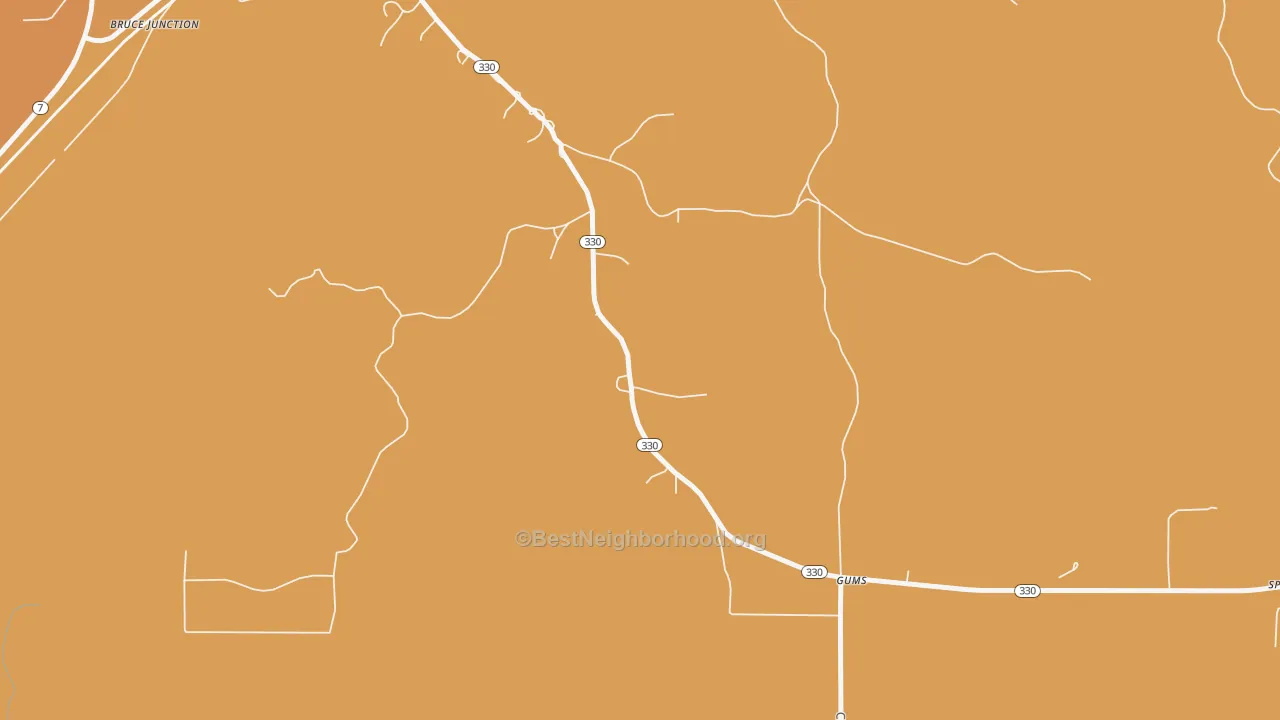 Map of the best neighborhoods in the Youngs area, with better matches in green and worse matches in red