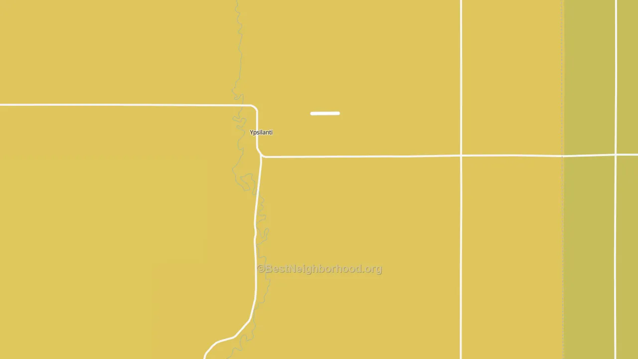 Map of the best neighborhoods in the Ypsilanti area, with better matches in green and worse matches in red
