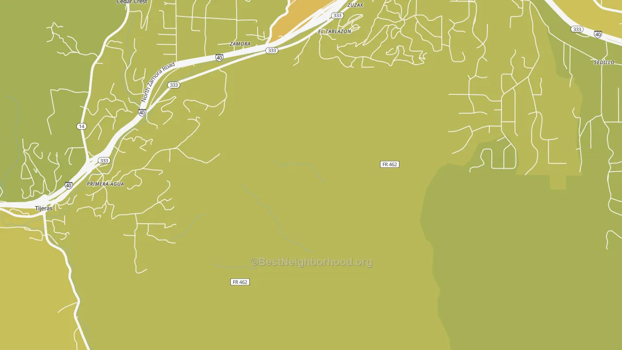 Map of the best neighborhoods in the Zamora area, with better matches in green and worse matches in red