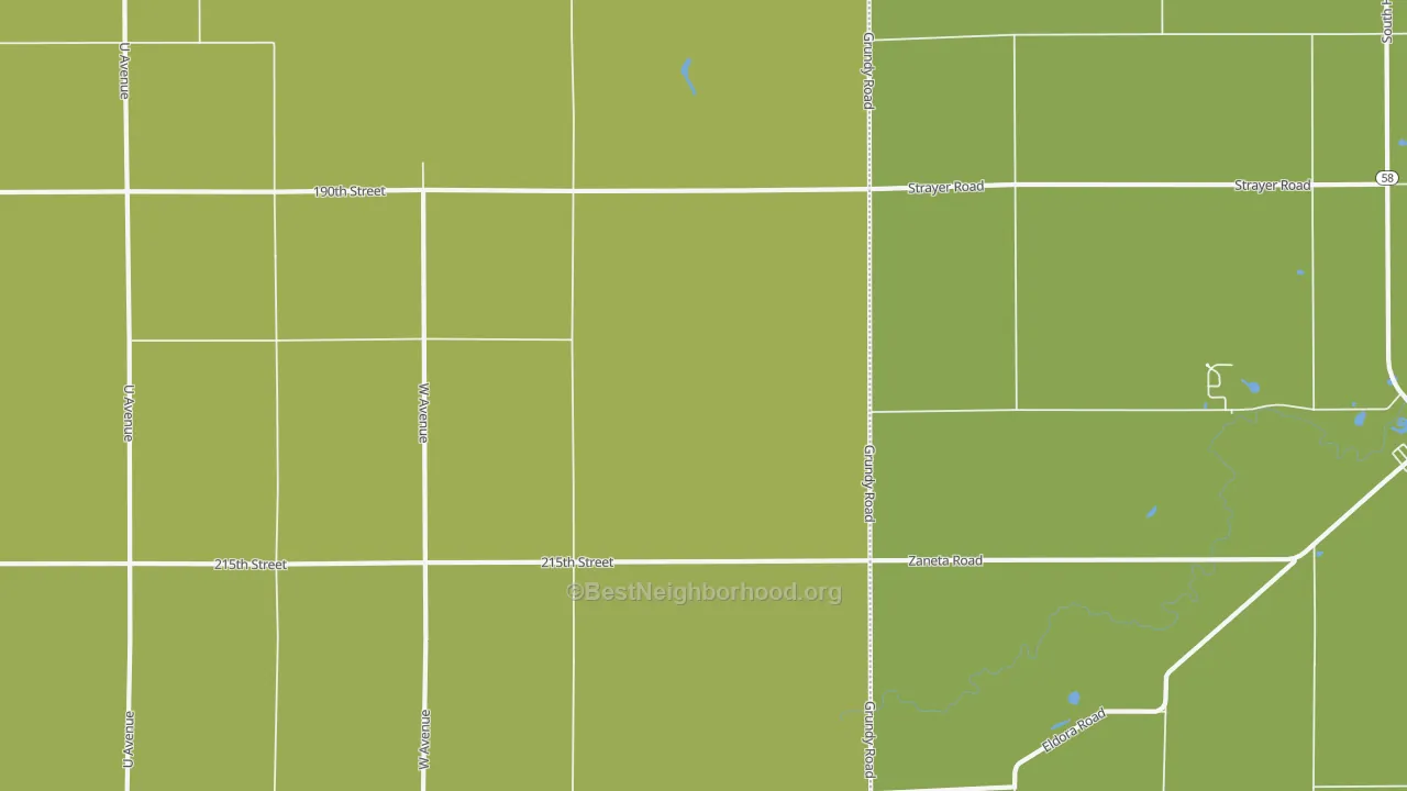 Map of the best neighborhoods in the Zaneta area, with better matches in green and worse matches in red