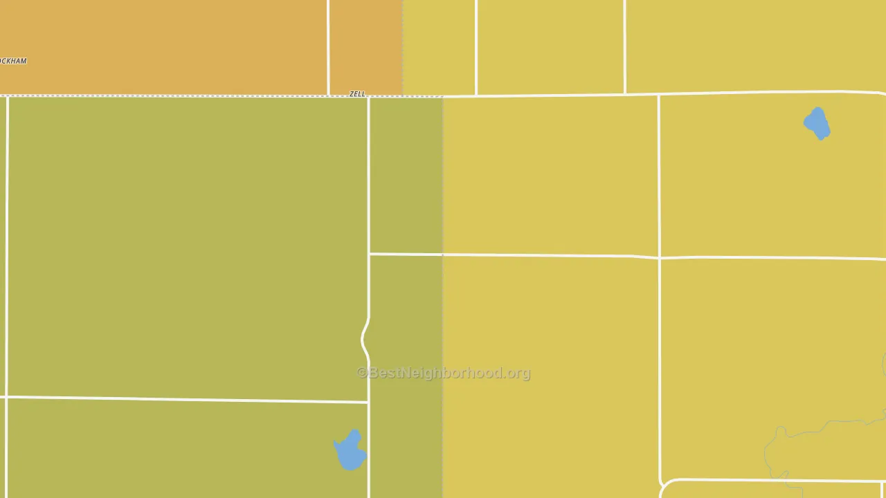 Map of the best neighborhoods in the Zell area, with better matches in green and worse matches in red