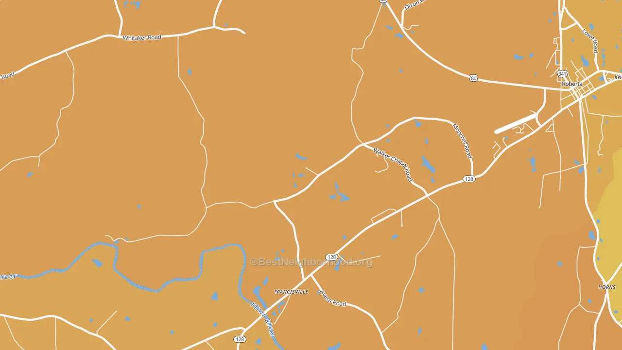 Map of the best neighborhoods in the Zenith area, with better matches in green and worse matches in red