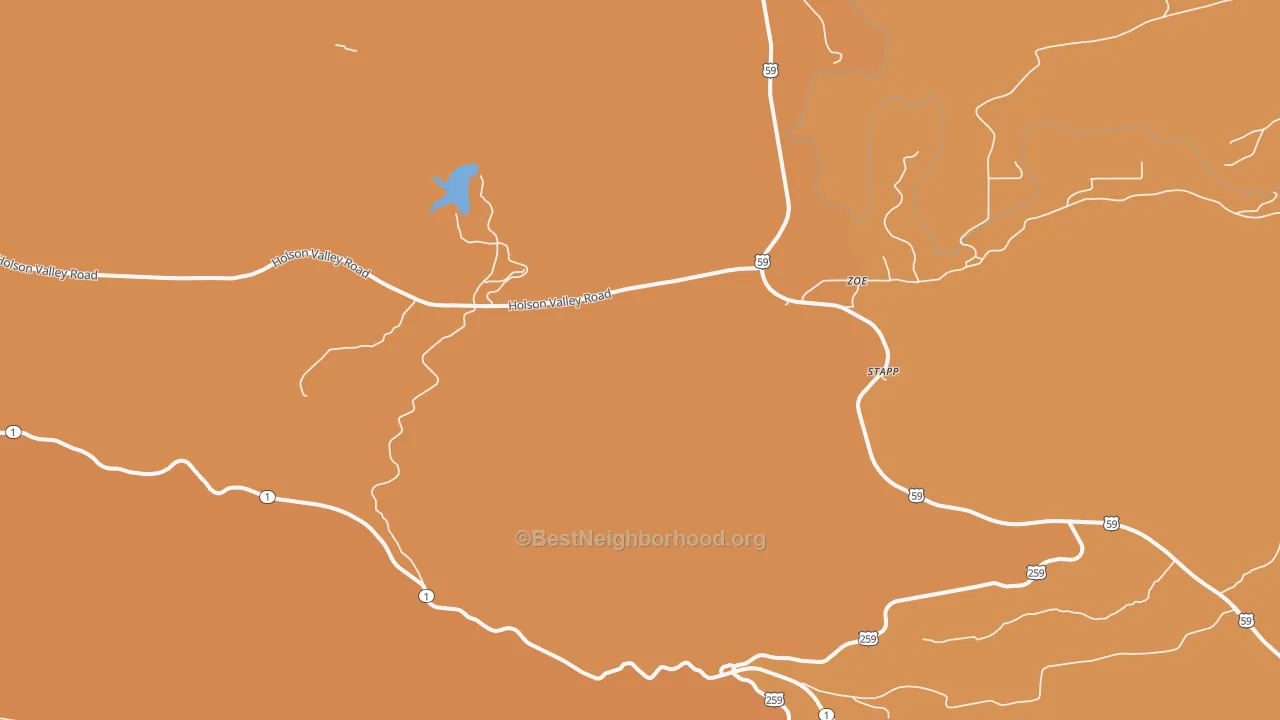 Map of the best neighborhoods in the Zoe area, with better matches in green and worse matches in red