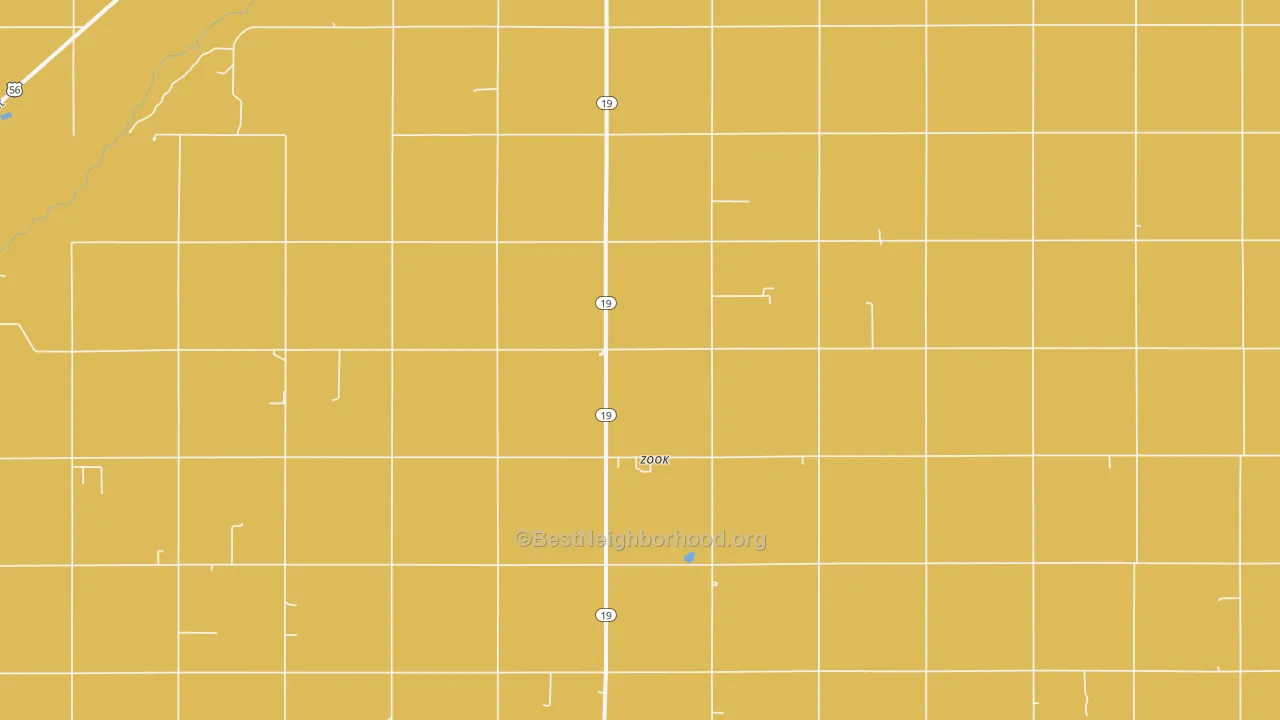 Map of the best neighborhoods in the Zook area, with better matches in green and worse matches in red