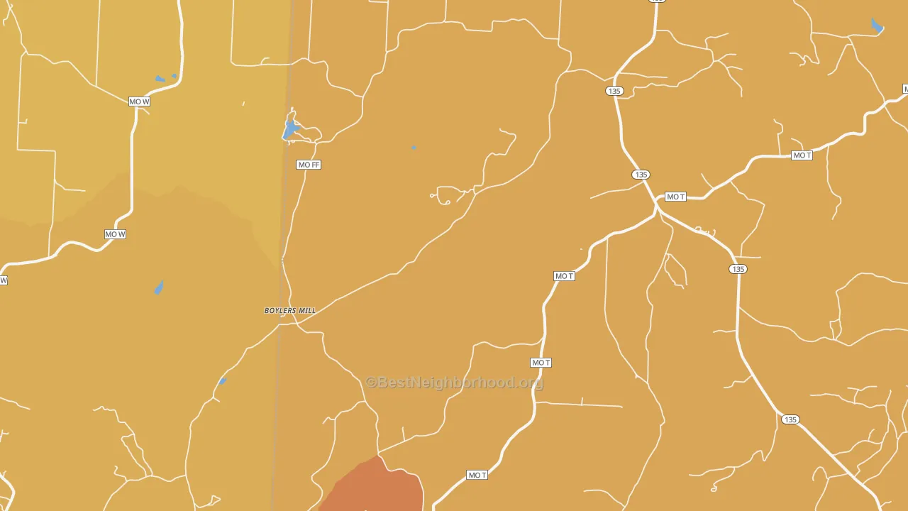 Map of the best neighborhoods in the Zora area, with better matches in green and worse matches in red