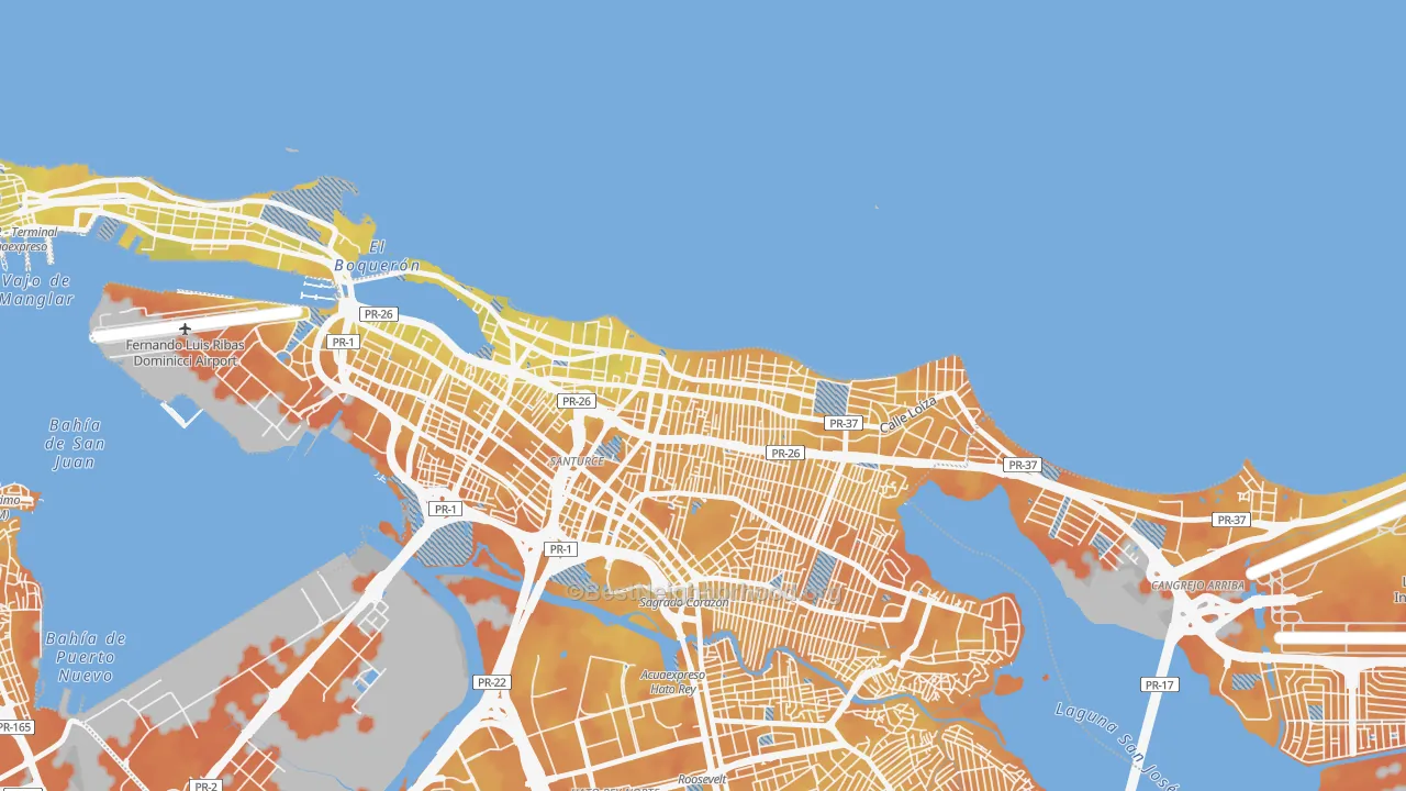Bike Grade map of 00911, PR