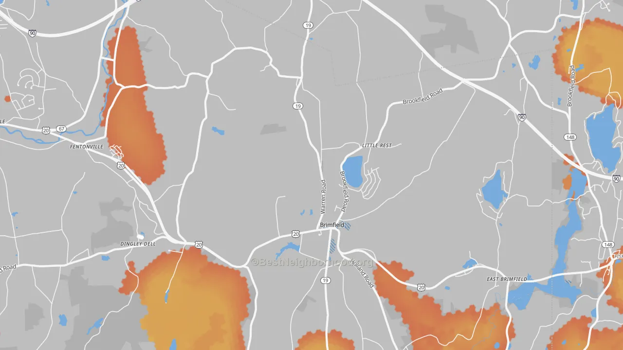 Bike Grade map of 01010, MA