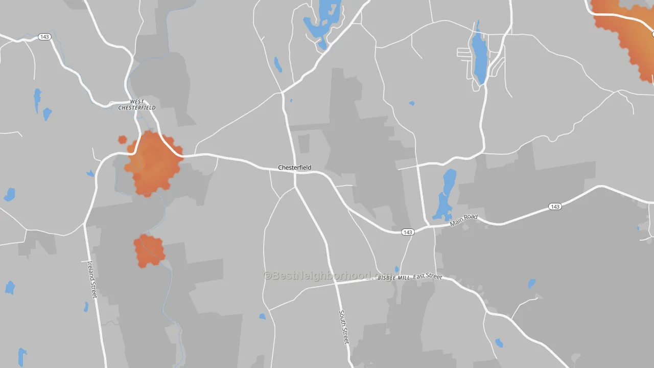 Bike Grade map of 01012, MA