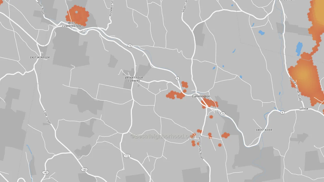Bike Grade map of 01026, MA