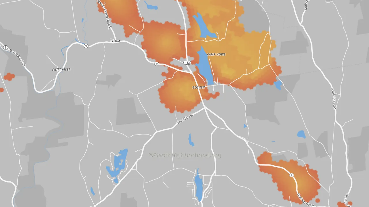 Bike Grade map of 01032, MA