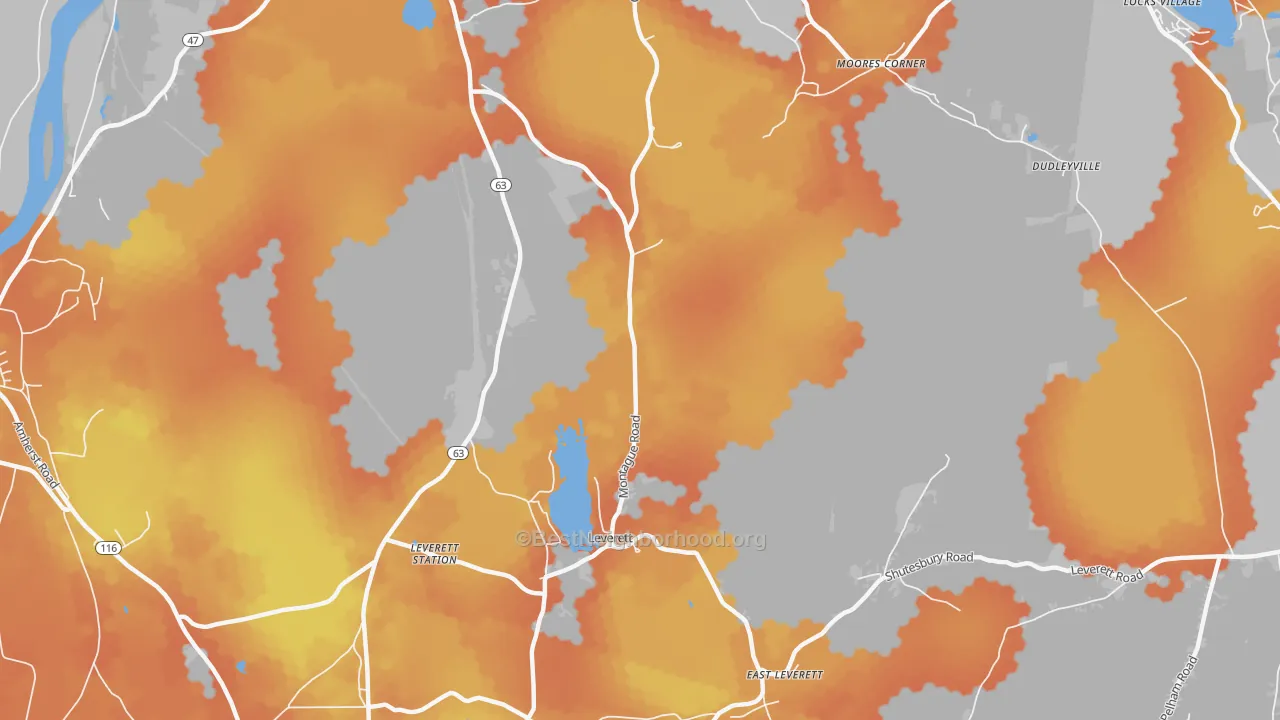 Bike Grade map of 01054, MA