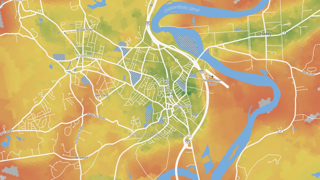 Bike Grade map of 01060, MA