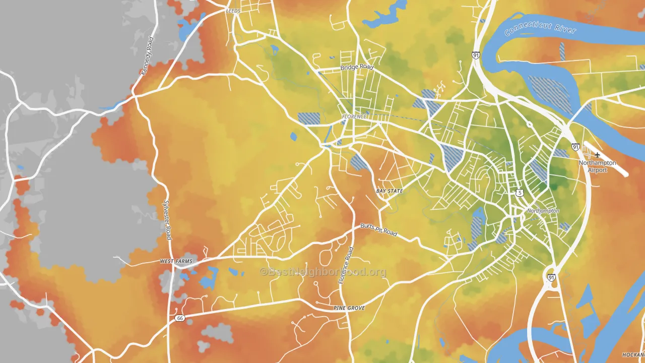 Bike Grade map of 01062, MA