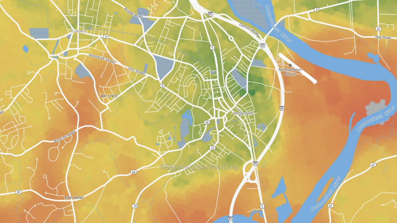 Bike Grade map of 01063, MA