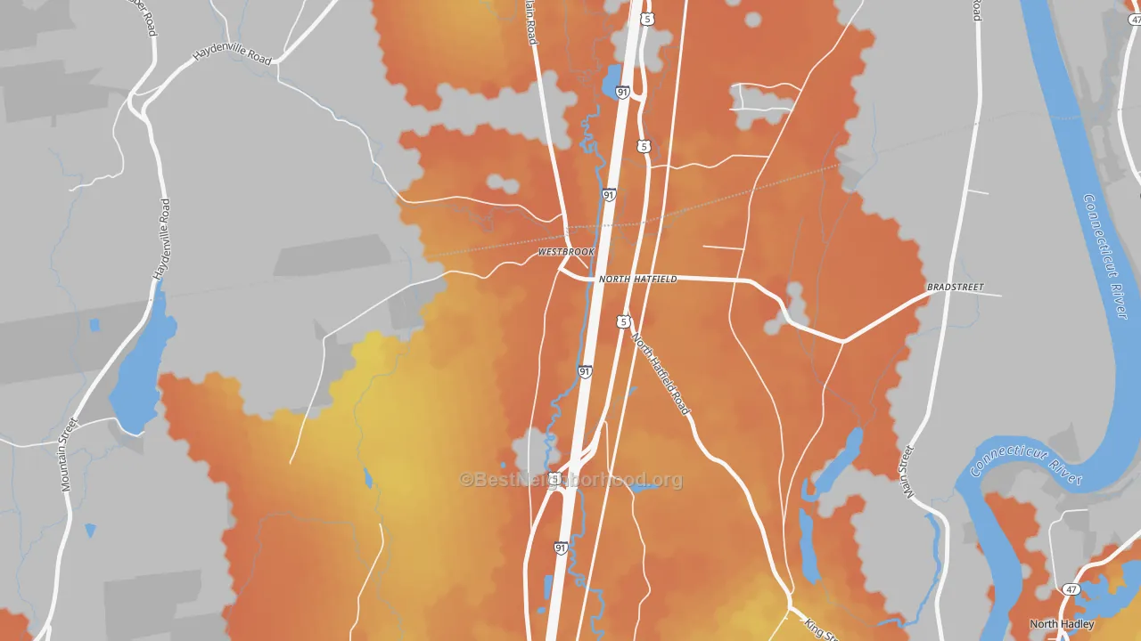 Bike Grade map of 01066, MA