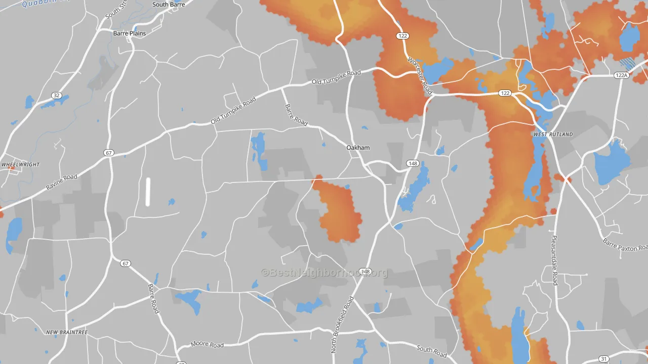 Bike Grade map of 01068, MA