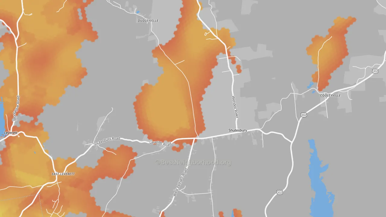 Bike Grade map of 01072, MA