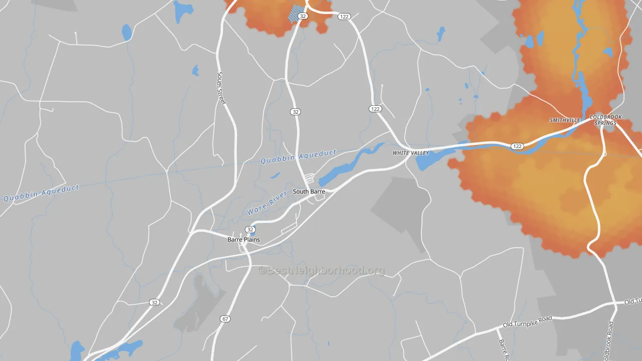 Bike Grade map of 01074, MA