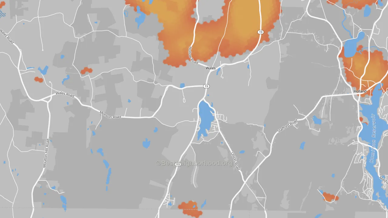 Bike Grade map of 01081, MA