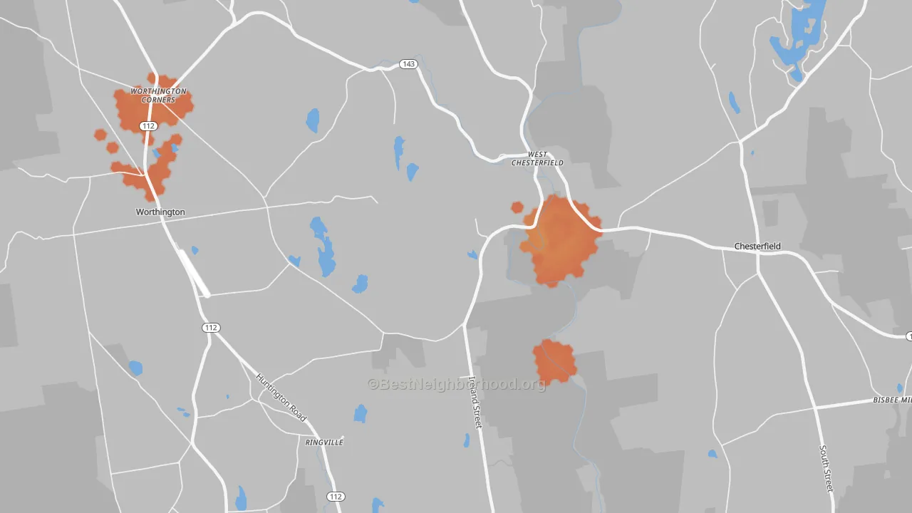 Bike Grade map of 01084, MA
