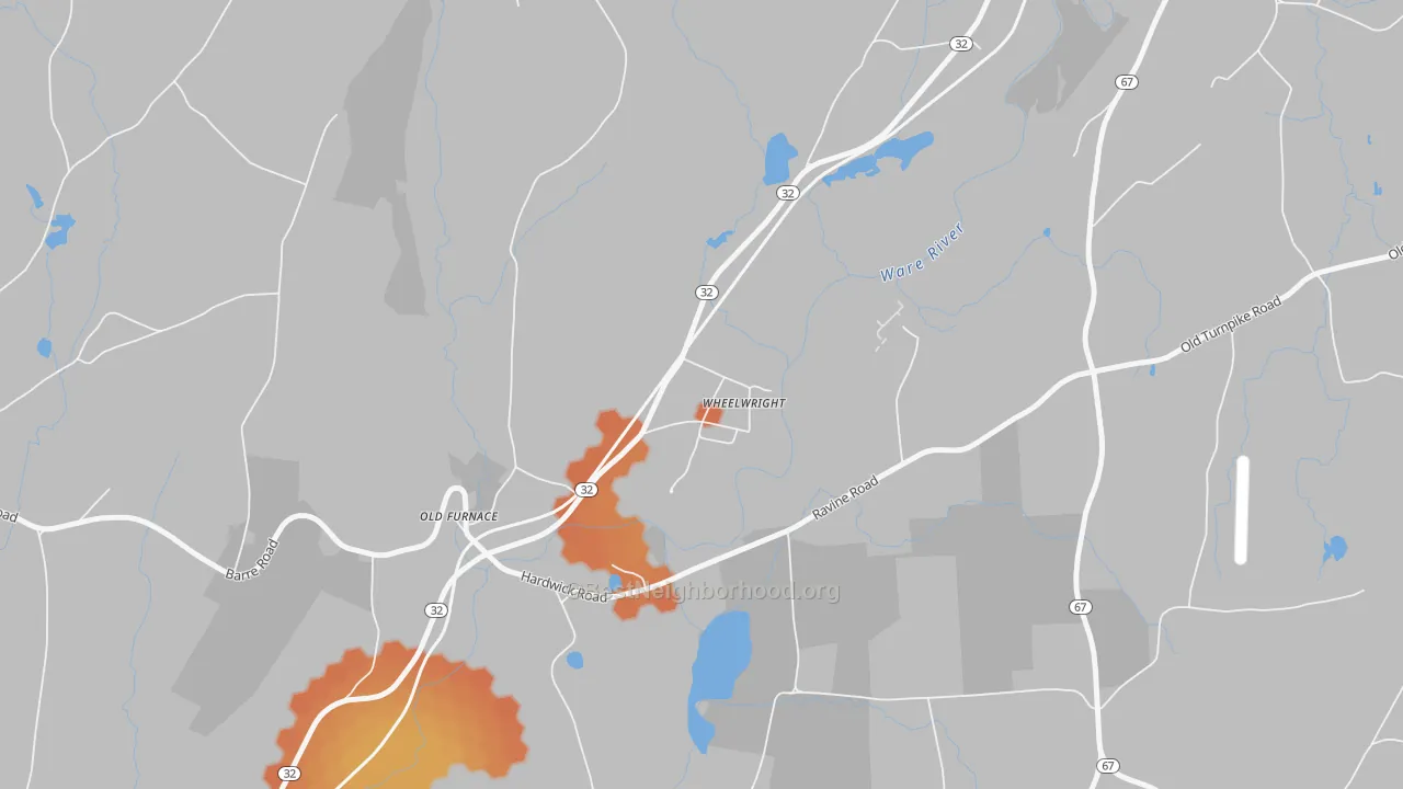 Bike Grade map of 01094, MA