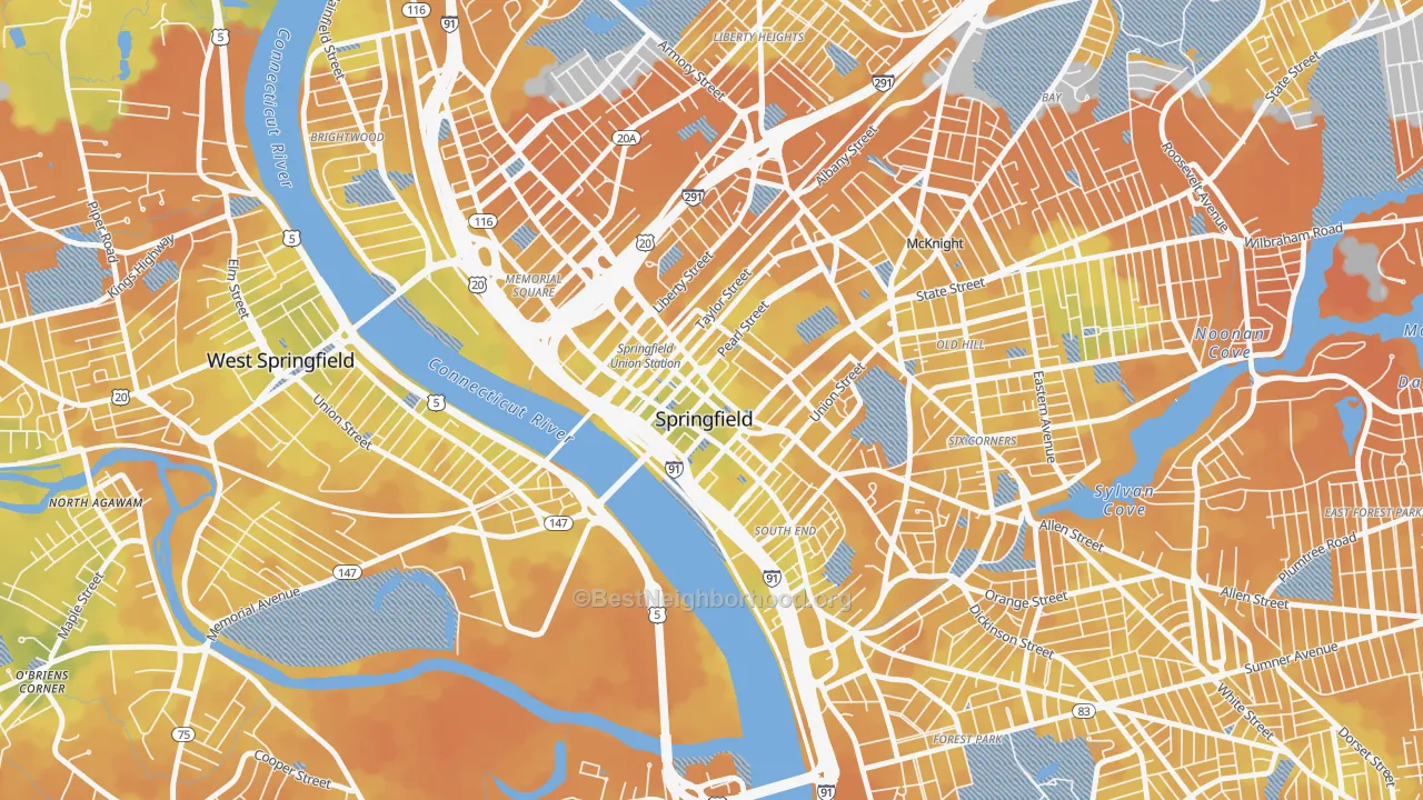 Bike Grade map of 01103, MA