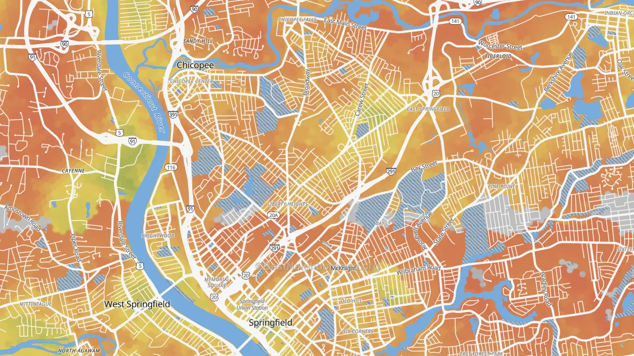Bike Grade map of 01104, MA