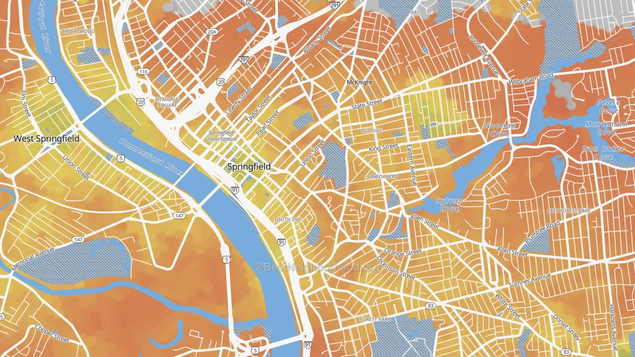 Bike Grade map of 01105, MA
