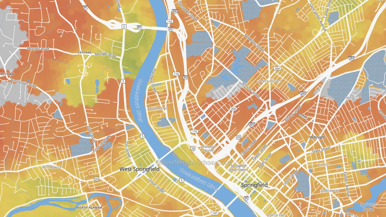Bike Grade map of 01107, MA