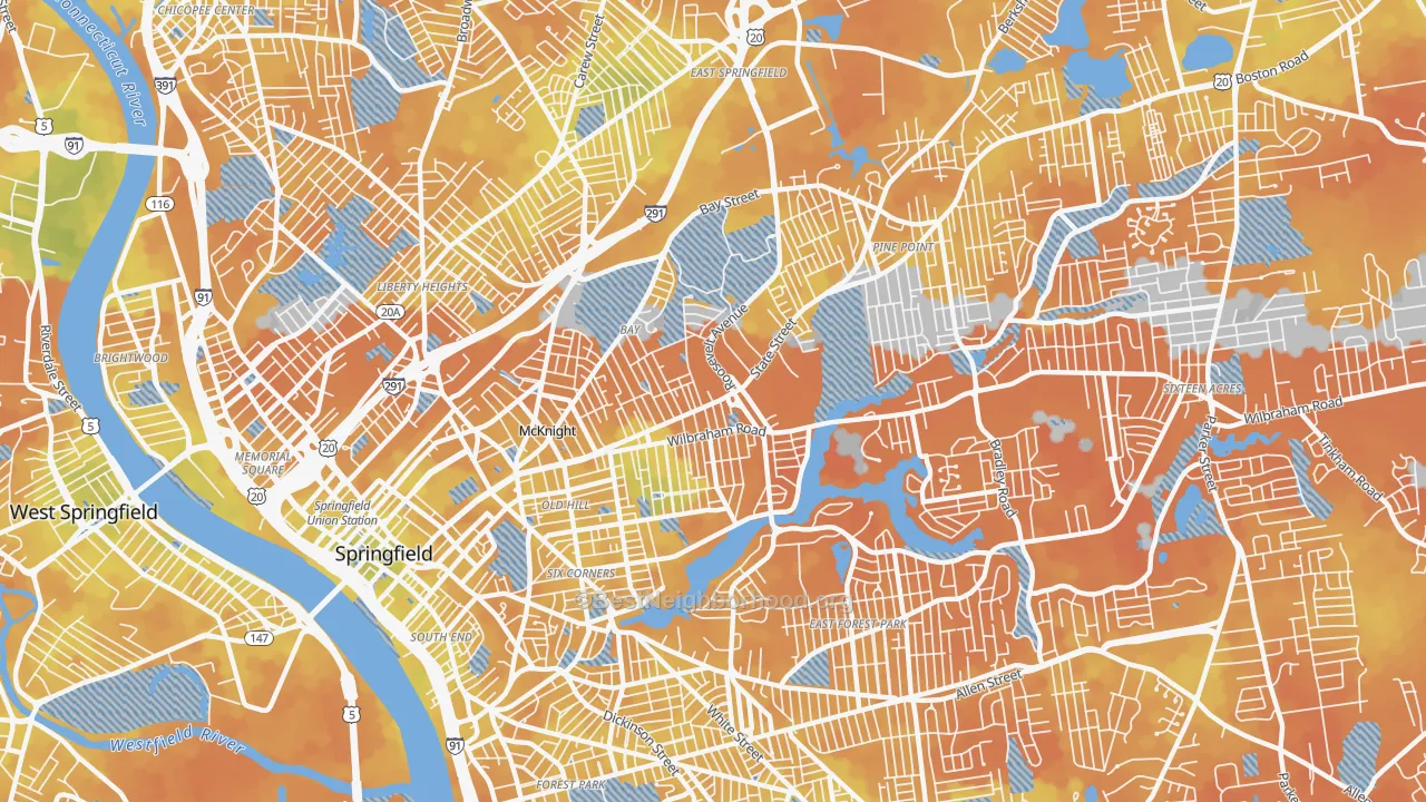 Bike Grade map of 01109, MA