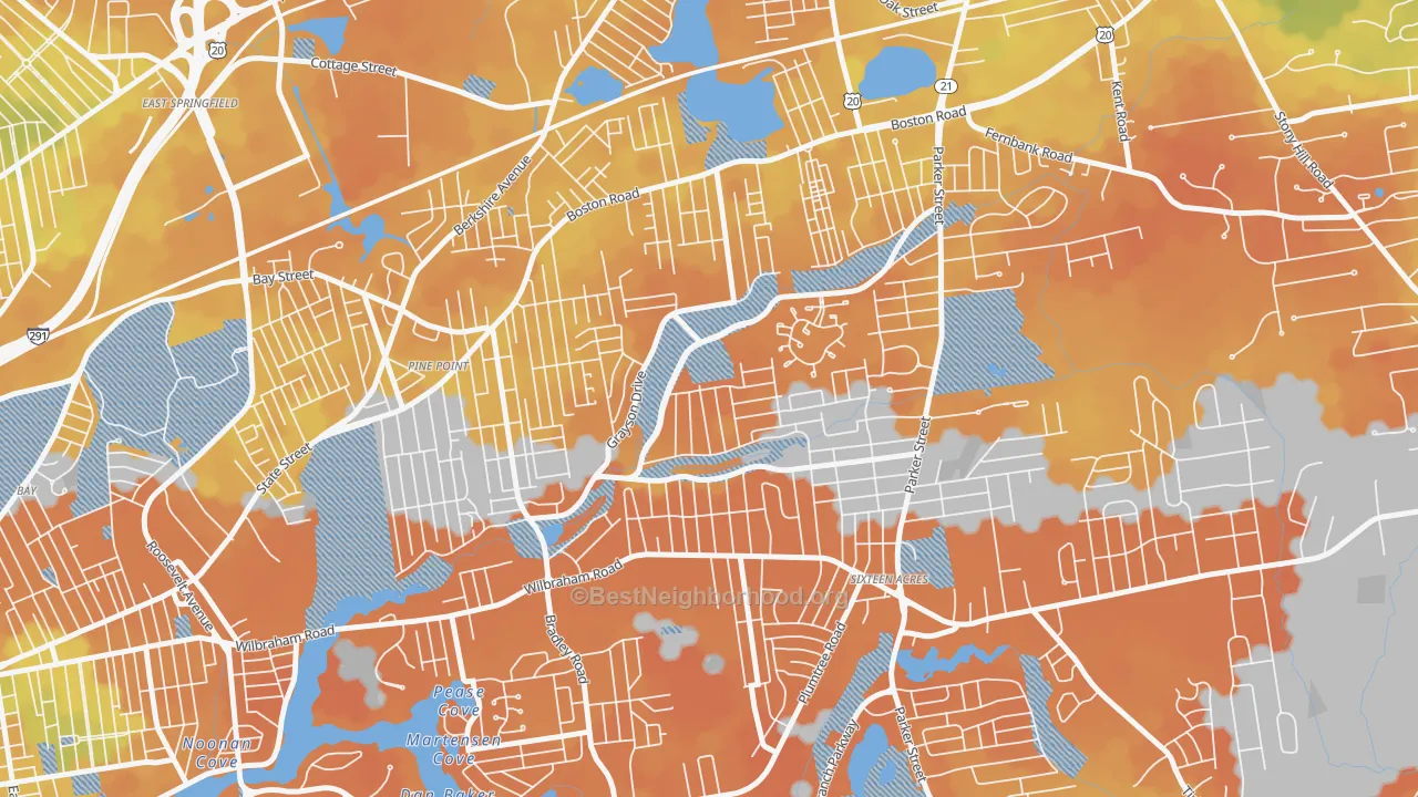 Bike Grade map of 01119, MA