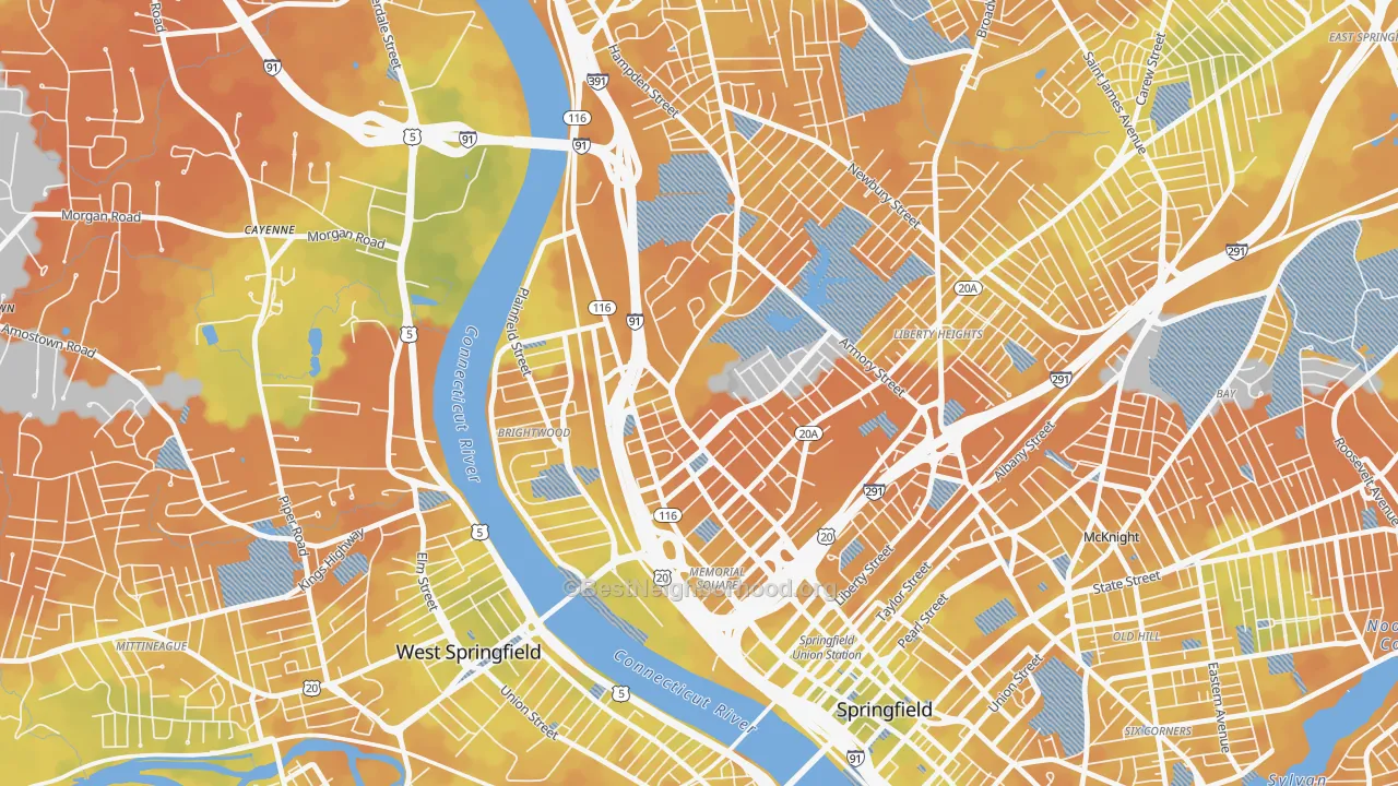 Bike Grade map of 01199, MA