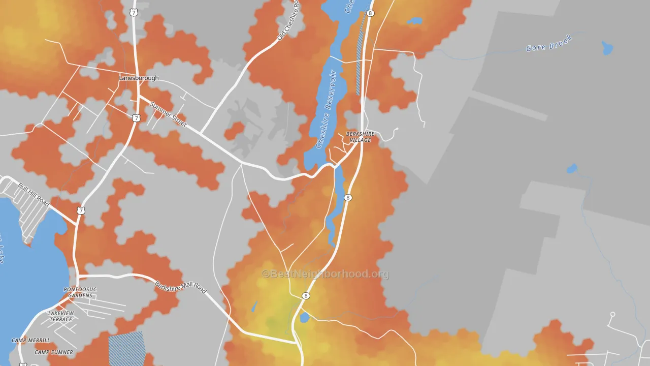 Bike Grade map of 01224, MA