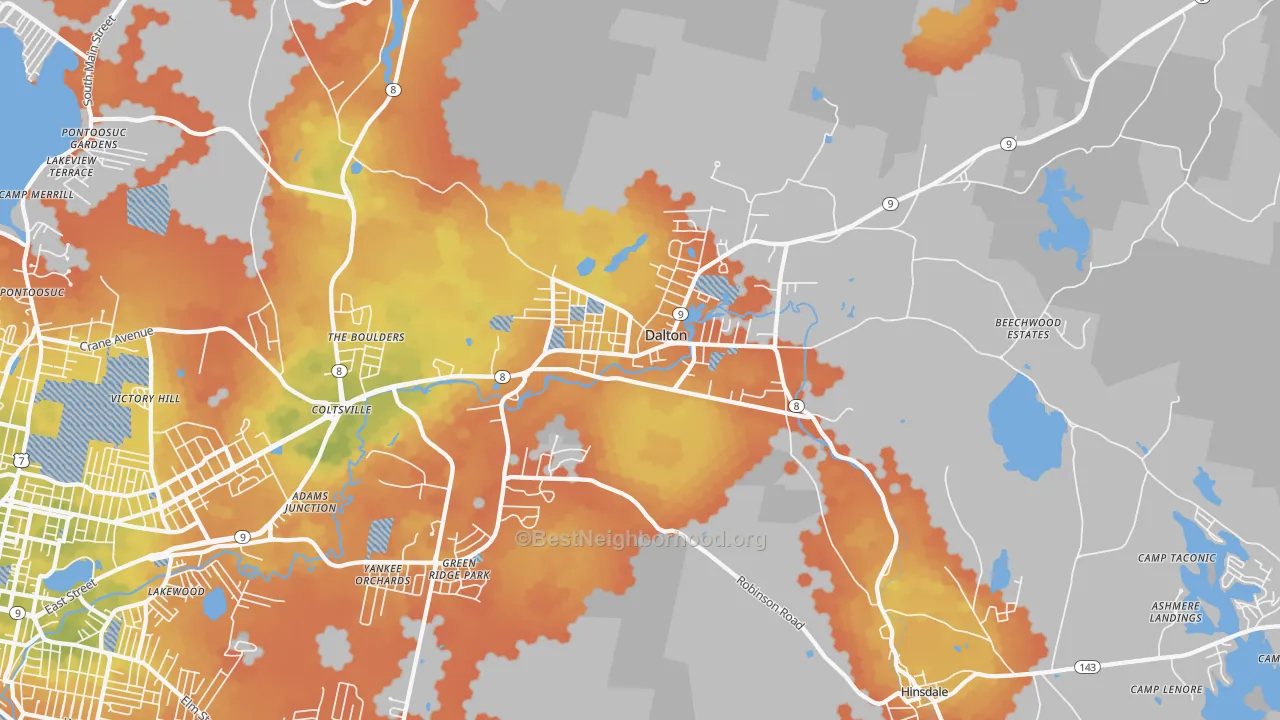 Bike Grade map of 01226, MA