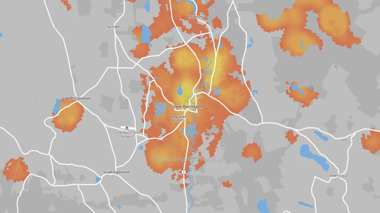 Bike Grade map of 01230, MA
