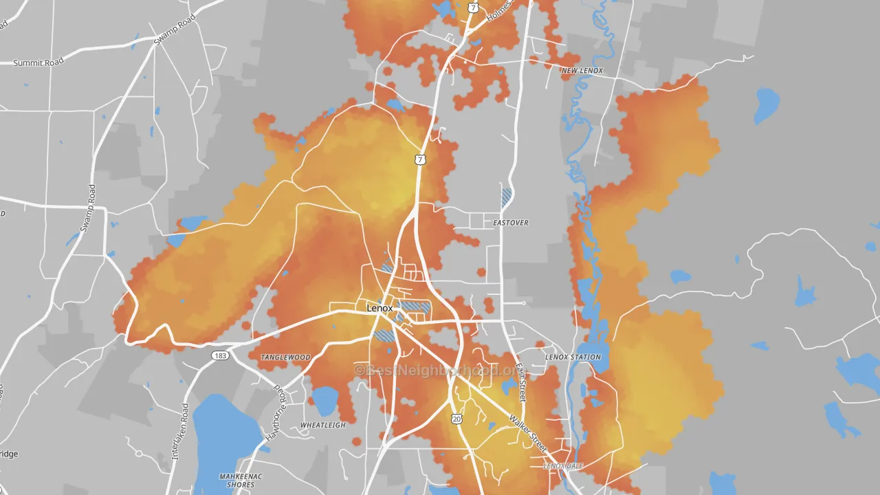 Bike Grade map of 01240, MA