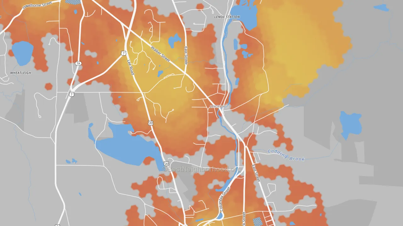 Bike Grade map of 01242, MA