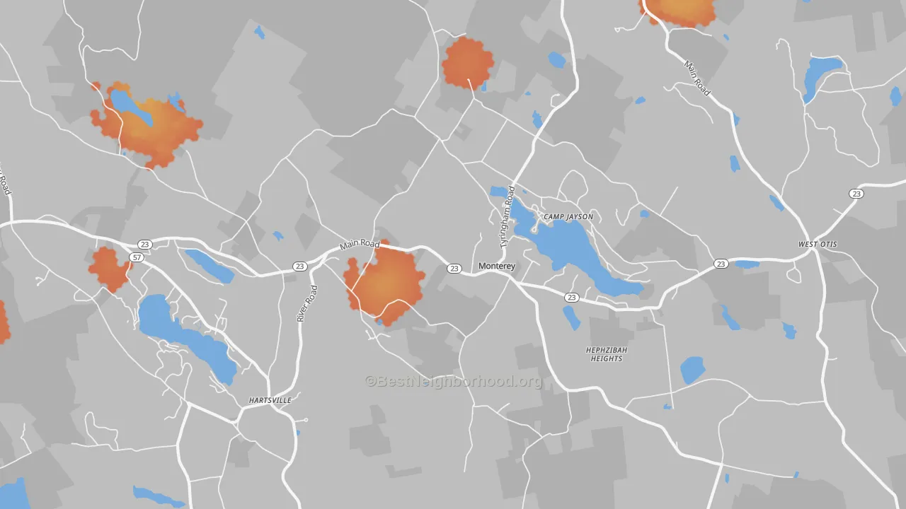 Bike Grade map of 01245, MA