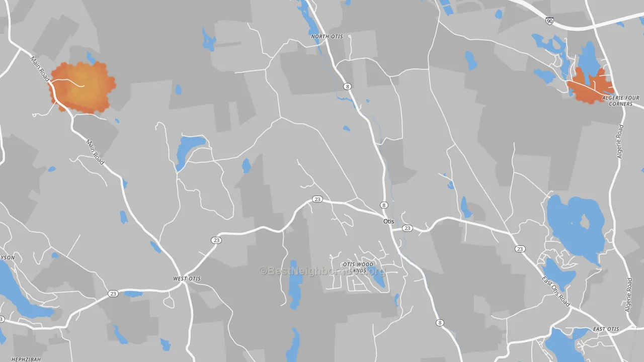 Bike Grade map of 01253, MA