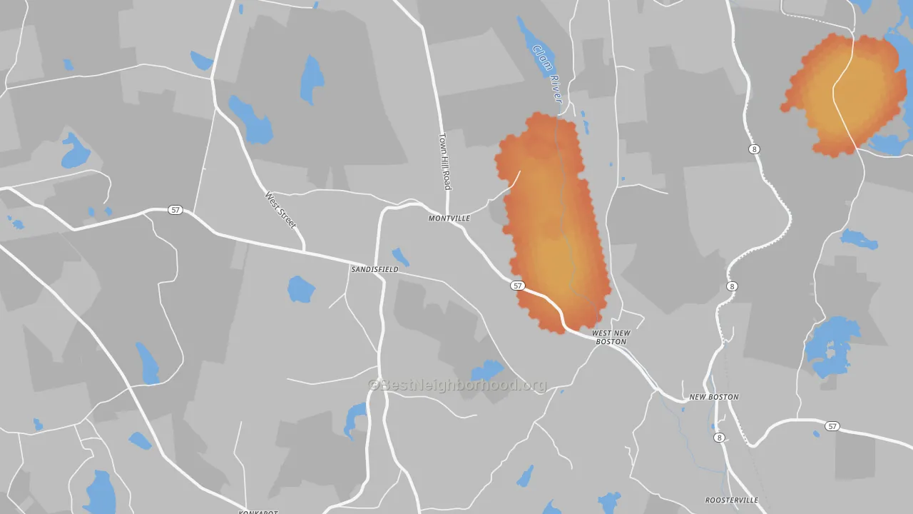 Bike Grade map of 01255, MA