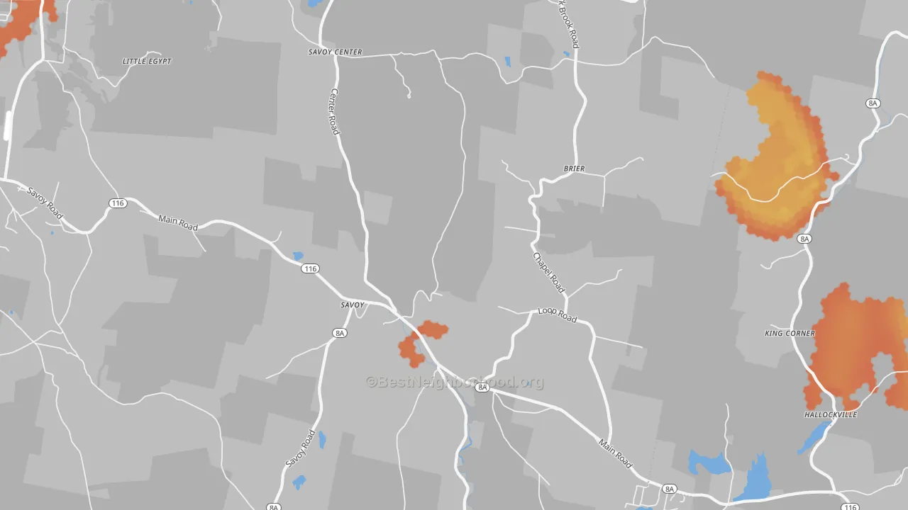 Bike Grade map of 01256, MA