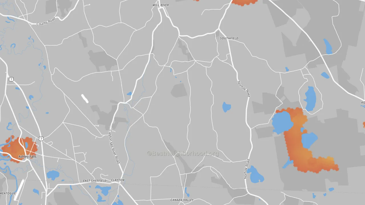 Bike Grade map of 01259, MA