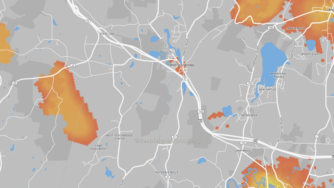 Bike Grade map of 01266, MA