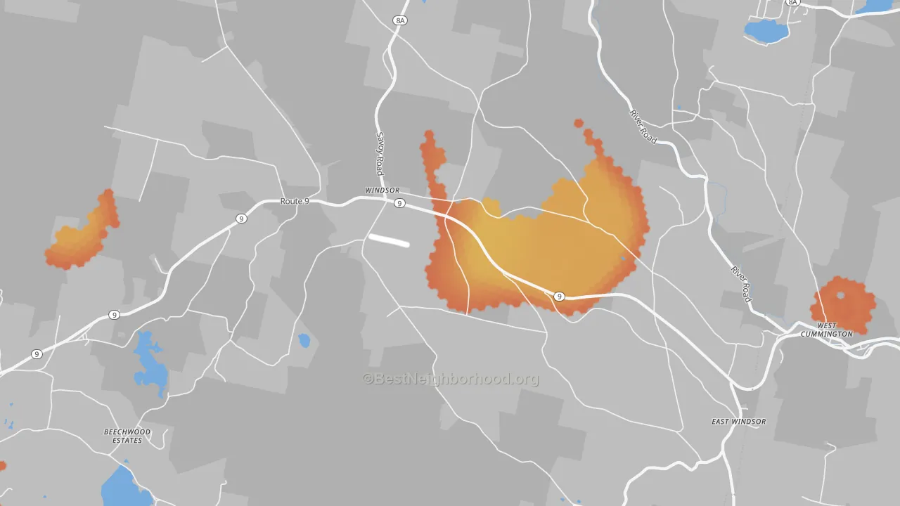 Bike Grade map of 01270, MA
