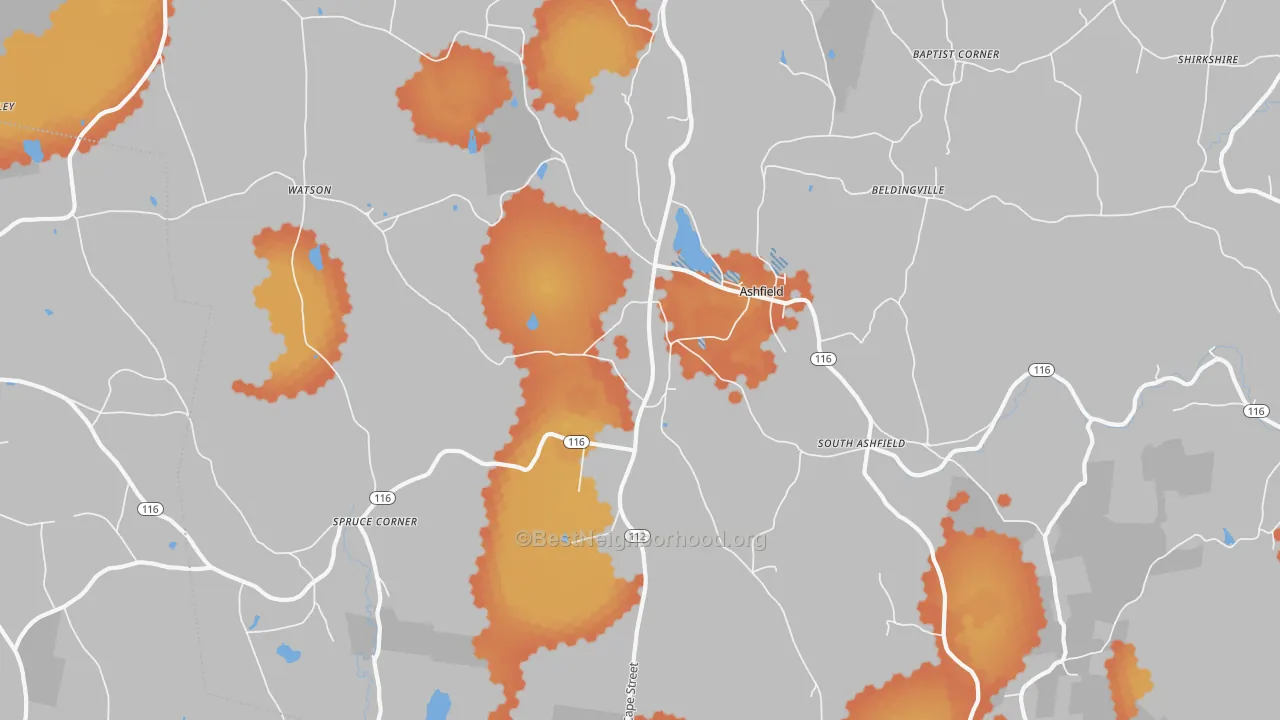 Bike Grade map of 01330, MA