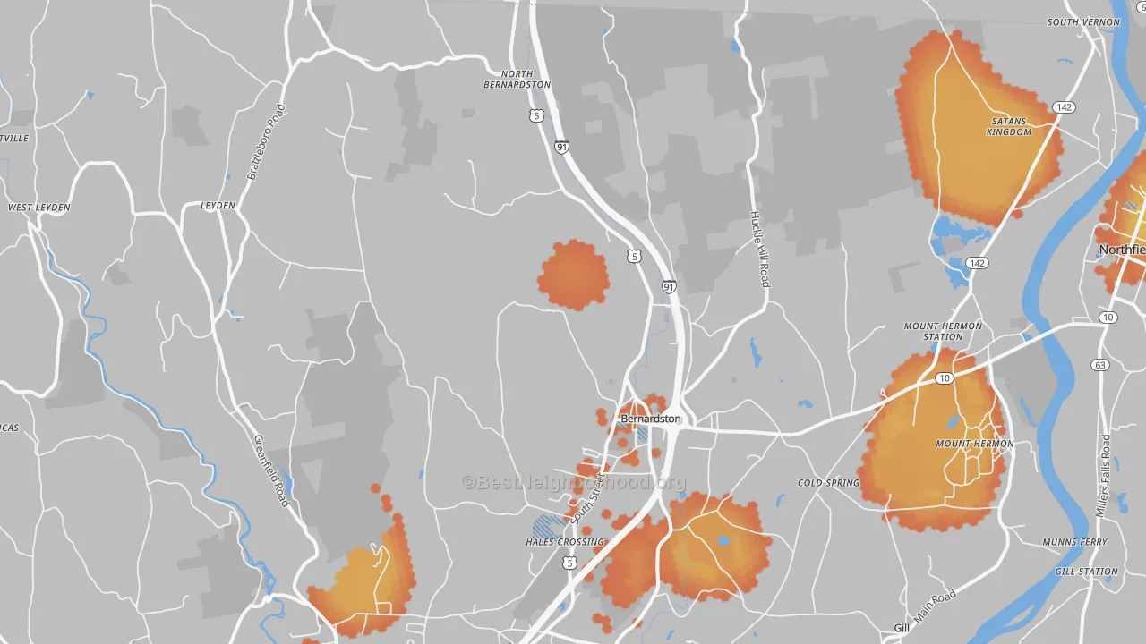 Bike Grade map of 01337, MA